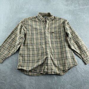 Carhartt Mens XL Green & Red Plaid Button-Down Shirt 100% Cotton 2779